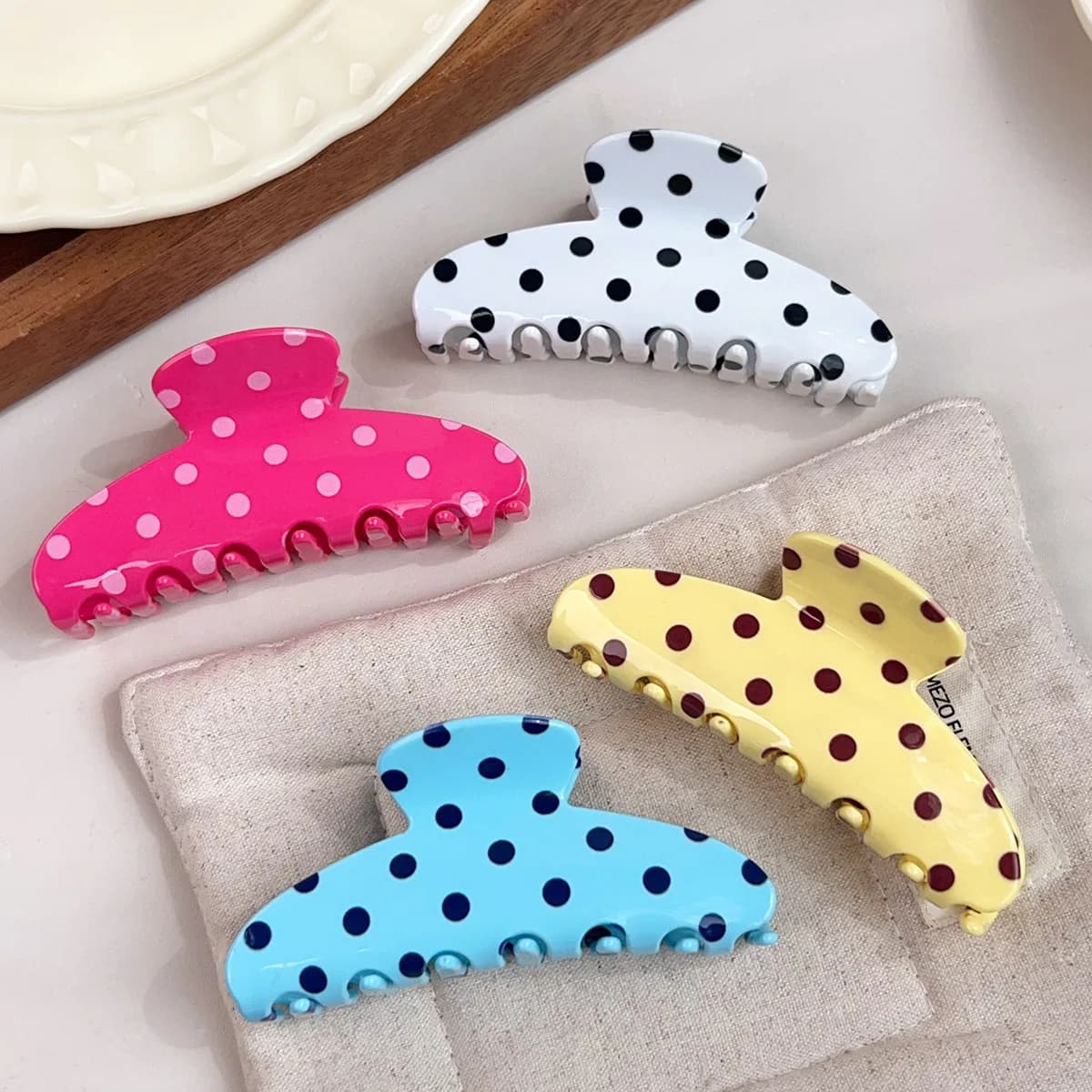 Fermaglio per capelli a pois color caramella, dolce e carino, in acetato, nuovo fermaglio a squalo per chignon da donna, accessorio per capelli da donna
