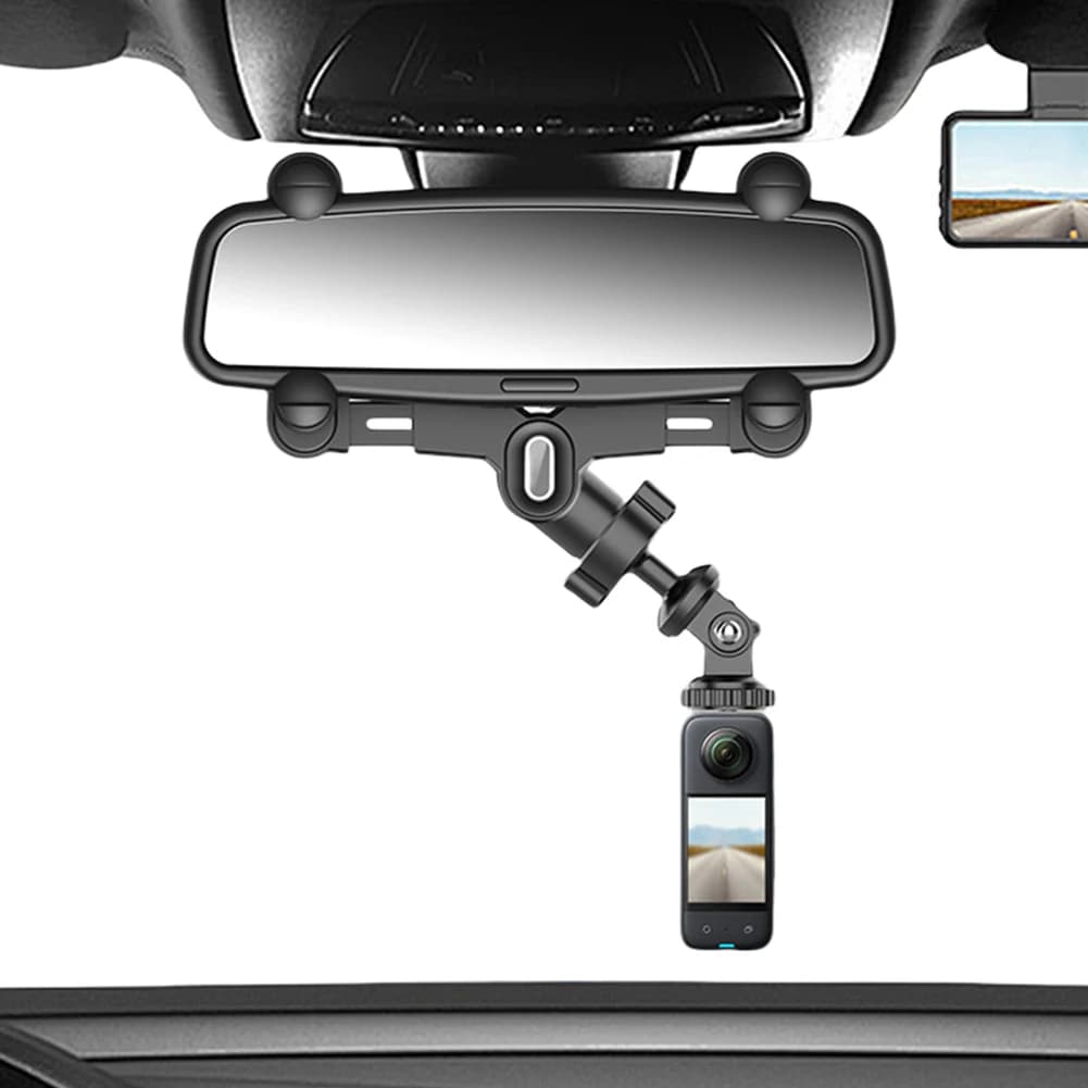 Support for Sports Camera, Adjustable 360°, for Auto Retrovisor Mirror, DVR Guide Recorder Support, Compatible with Action Insta 360 Cameras