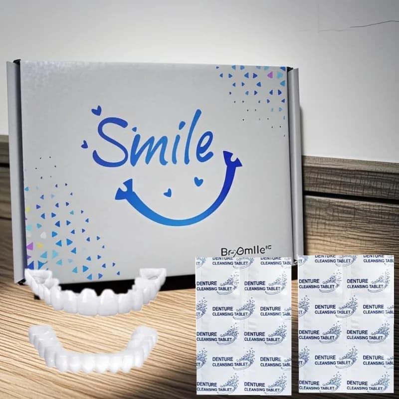 Temporary whitening set for the care and restoration of spare teeth, adhesives for upper and lower prostheses, suitable for men and women