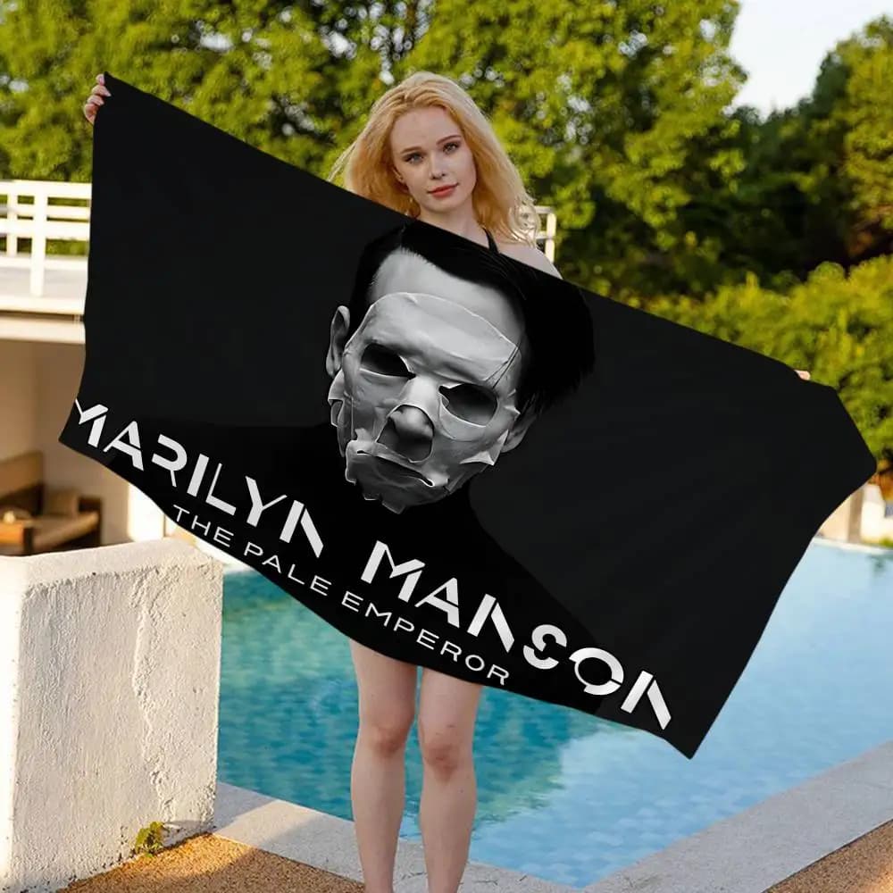Asciugamani da spiaggia in microfibra Rock Band M-Marilyn M-Manson, ad asciugatura rapida, per piscina, viaggi, nuoto e yoga