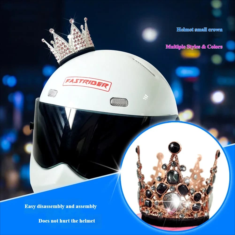 Motorcycle helmet decoration, electric bike, metal crown with inlaid diamond crystals, small yellow duck, bamboo, dragonfly, pe