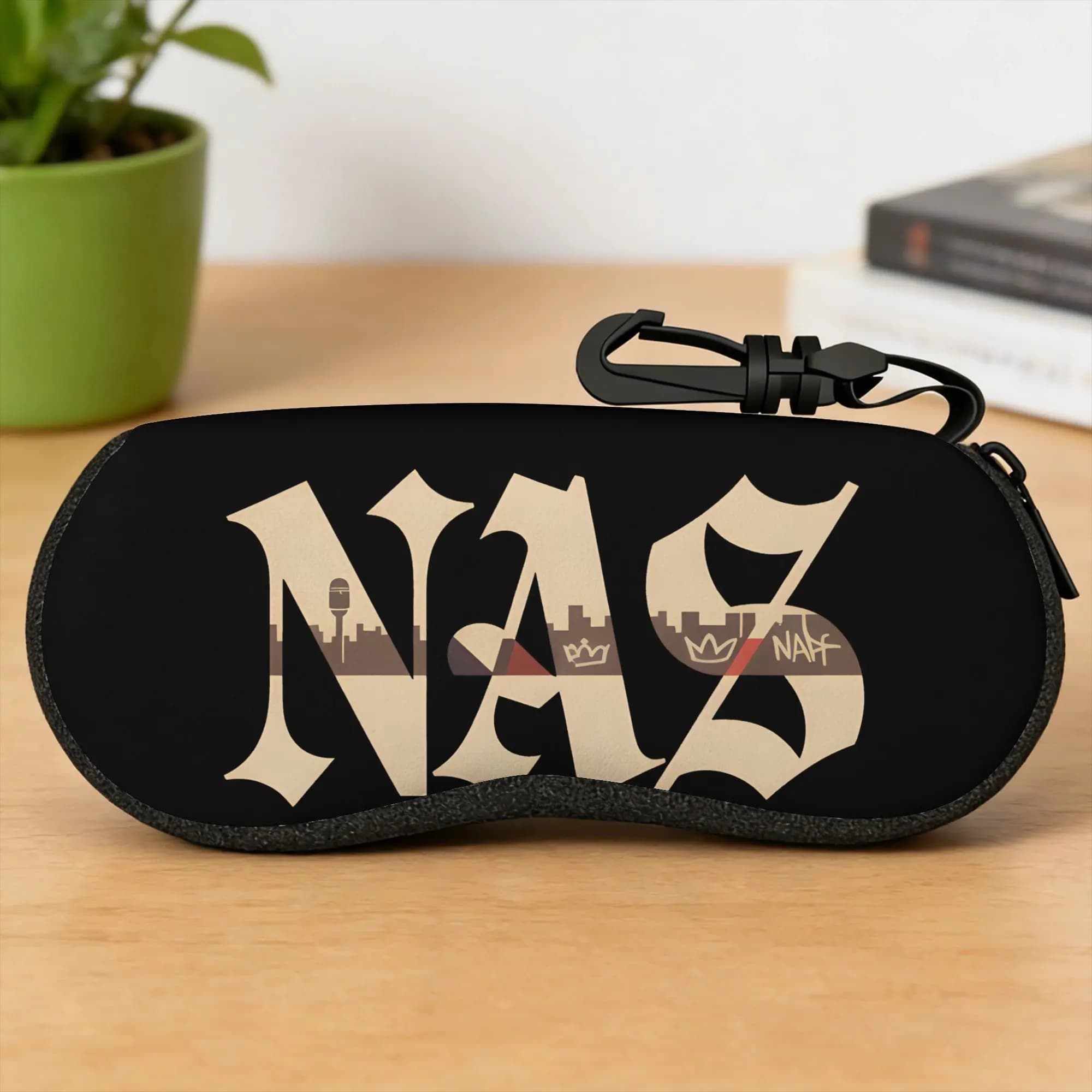 Nas Illmatic Custodia per Occhiali con Portachiavi, Custodia da Viaggio alla Moda per Occhiali da Sole, Scatola Porta Occhiali Uomo Donna