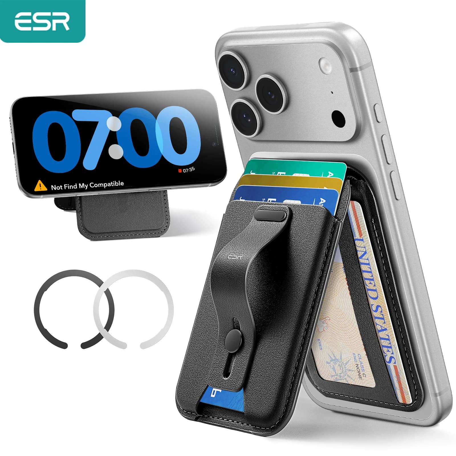 ESR per MagSafe Wallet 5: Porta Carte per Custodia Telefono con Blocco RFID, Portafoglio Magnetico per iPhone 17/16/15/14/13 e Samsung S26/S25/24