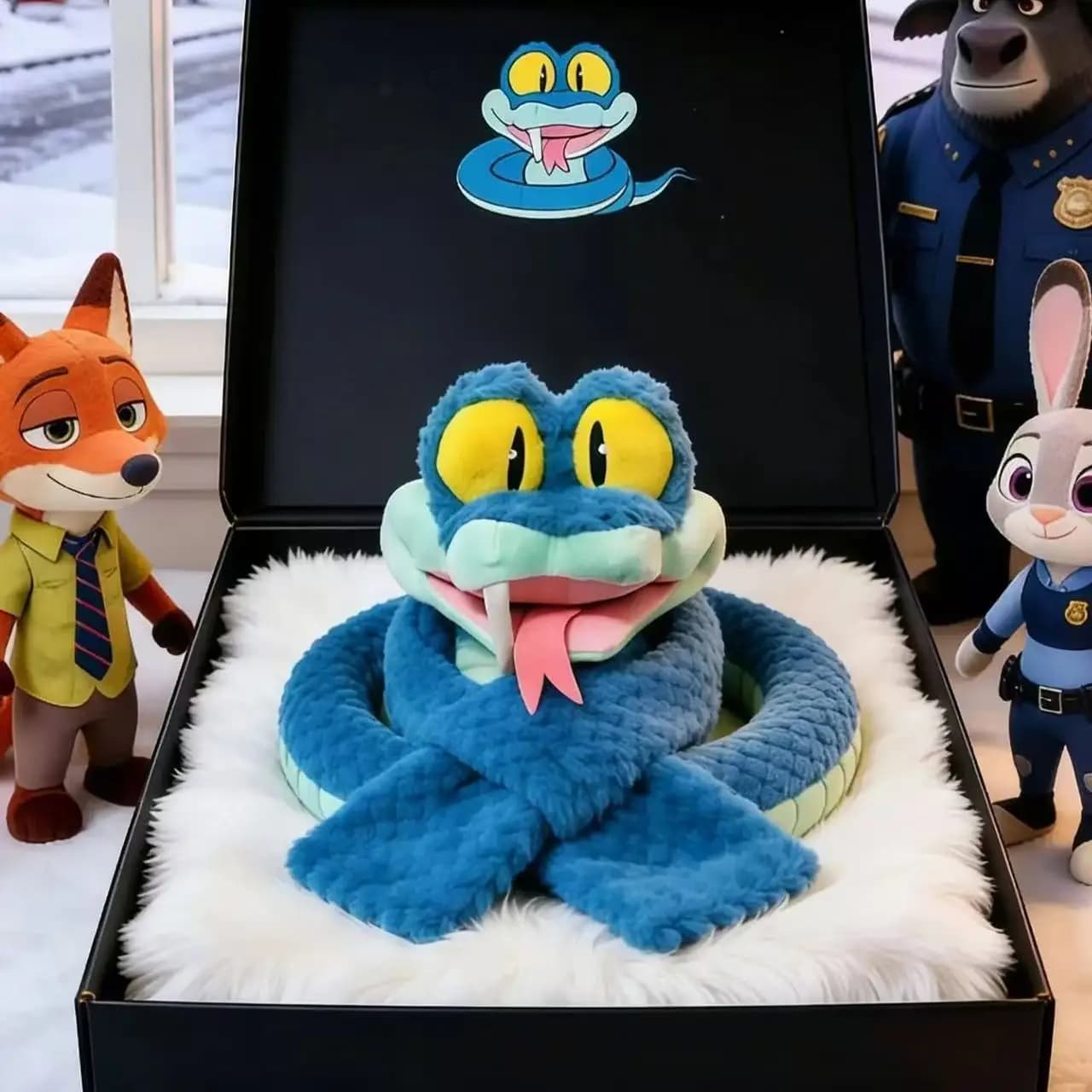 Sciarpa Disney Zootopia 2 Gary Snake, resistente al freddo invernale, blu, spessa, con disegni a cartoni animati, per donne/bambini, coperta calda e morbida per l'inverno