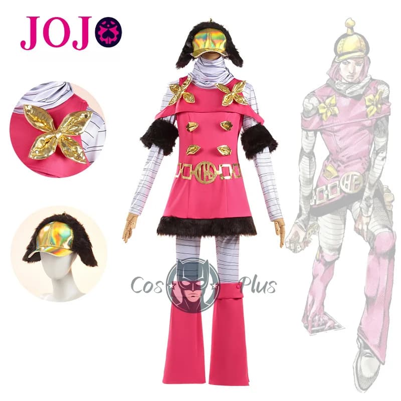 Costumi Cosplay Anime JOJO Hot Pants, Abito Rosso Rosa, Uniforme per Giochi di Ruolo, Halloween, Carnevale, per Donne e Ragazze