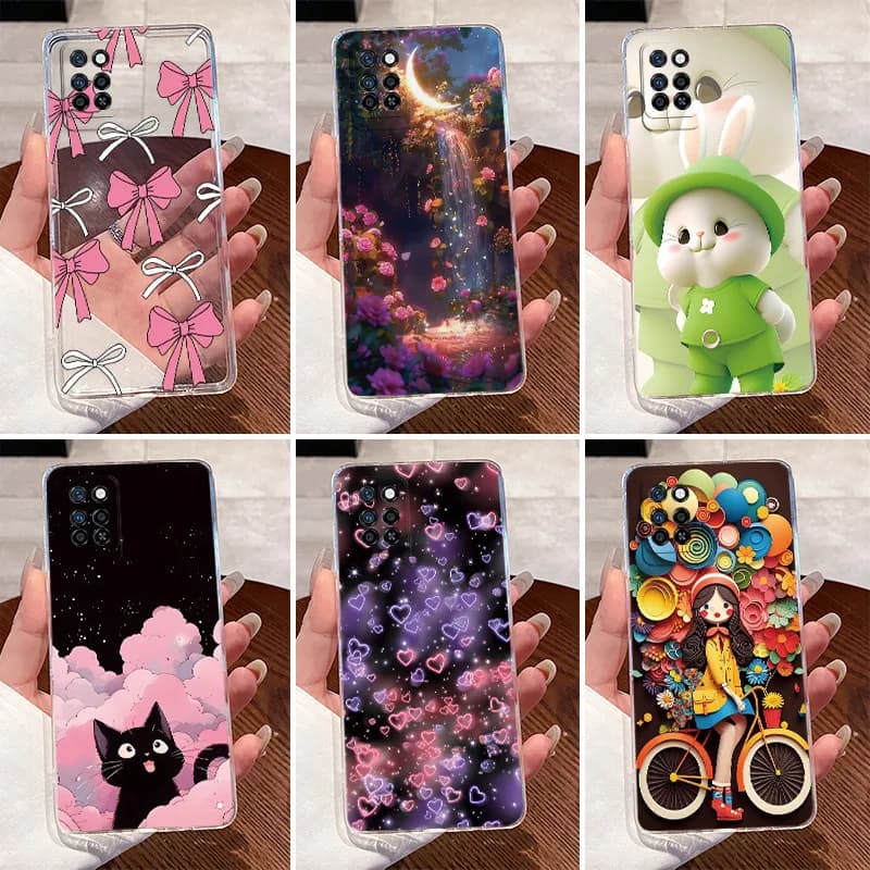 For Infinix Note 10 Pro NFC Case Cute Rabbit Clear Silicon Soft TPU Cover For Infinix Note 10 Phone Case Note10 Pro NFC Fundas