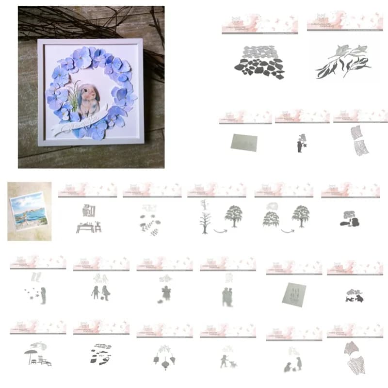 Amici Albero da pesca Ragazzo rami netti lanterne Fustellatura in metallo Francobolli in silicone Scrapbooking Stencil Album fotografico Carta Carta fai da te