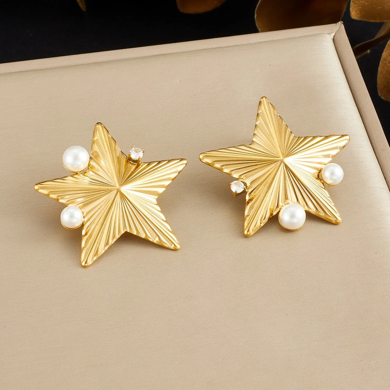 Orecchini a perno LAMENGLY in acciaio inossidabile 316L con perle e stelle, gioielli placcati oro celesti di tendenza, regalo delicato per feste, per donne e ragazze