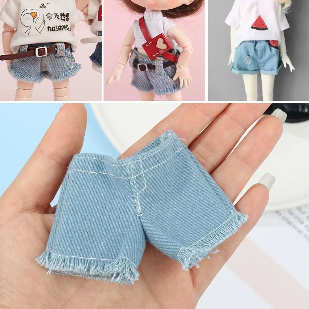 Giocattoli per bambini 11.5 "1/6 Bambole BJD Jeans floreali Accessori per vestiti Pantaloni in pelle Pantaloncini Pantaloni per bambole