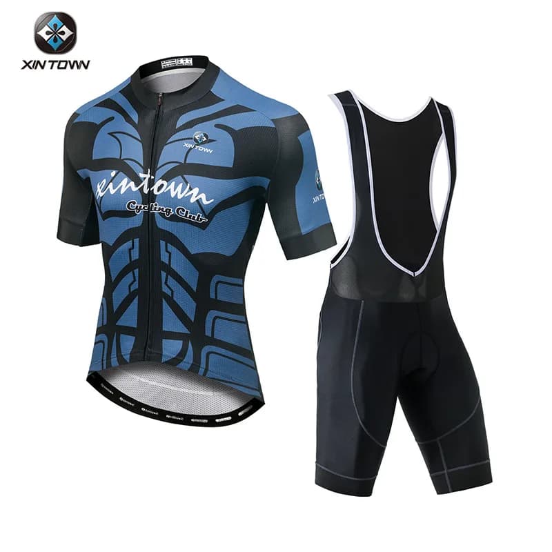 XINTOWN Night Wolf Style Maglia da ciclismo estiva a maniche corte, Nuovo completo da ciclismo, Set di pantaloncini con bretelle estivi