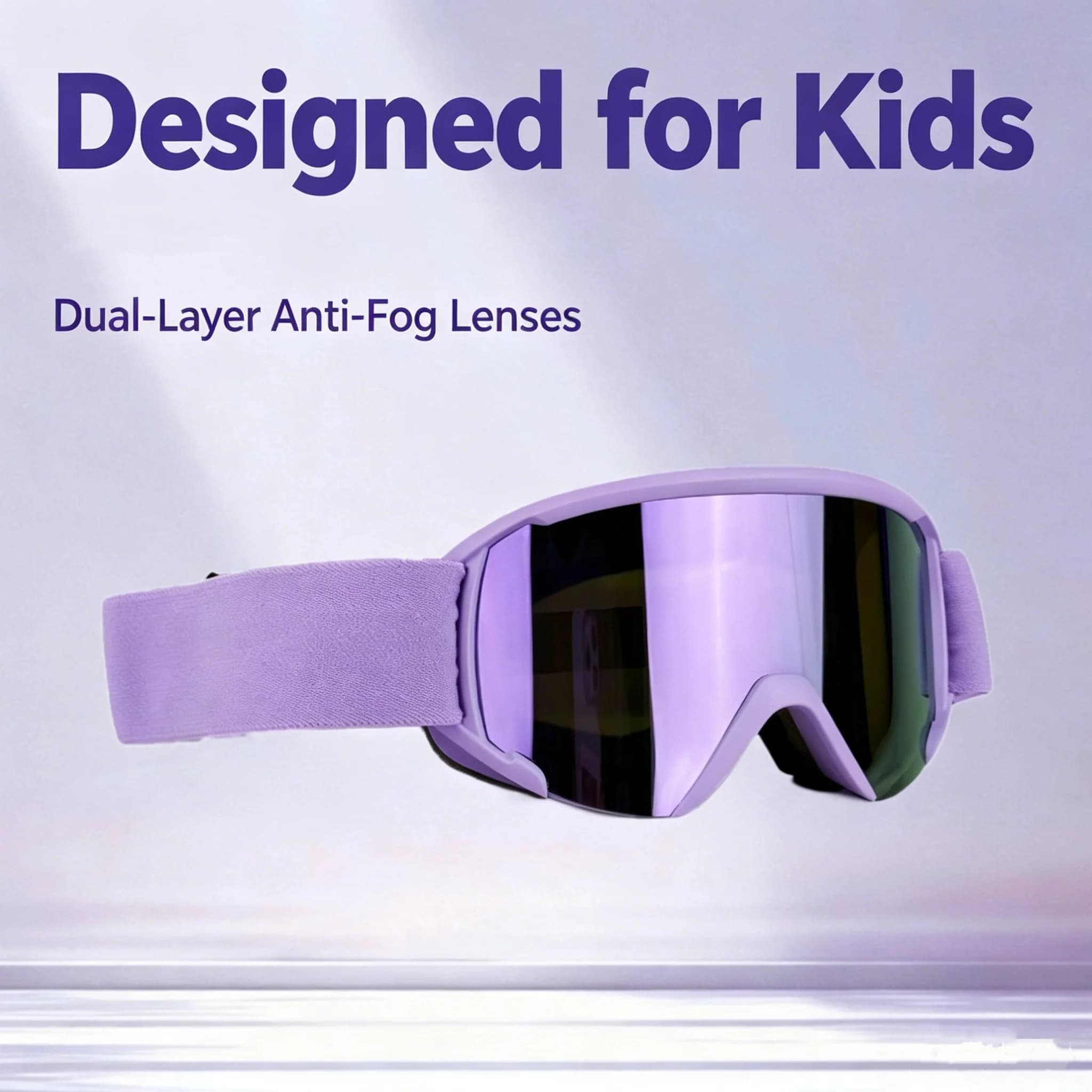Professional Kids Ski Goggles Double-Layer Anti-Fog Fully Electroplated Wind-Dust-Proof UV400 Eyewear for Outdoor Skiing Sports