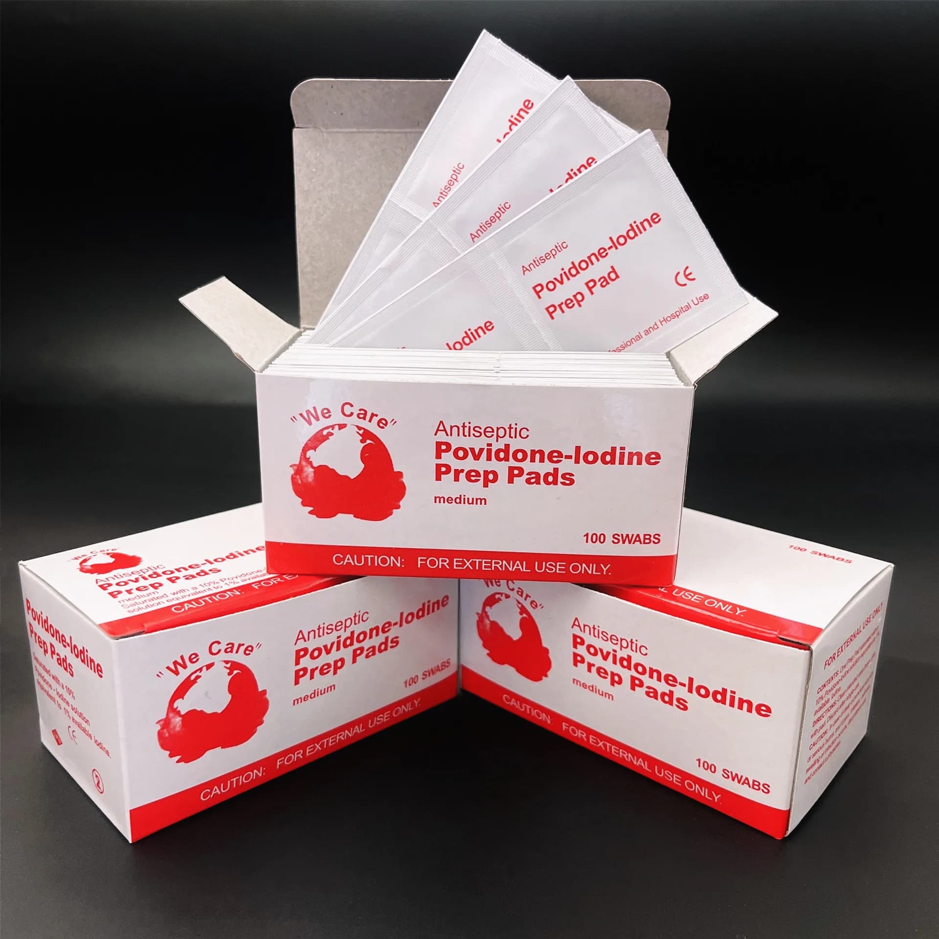 Iodine disinfectant wet wipes, first aid supplies or for cleaning and disinfecting wounds and abrasions when traveling