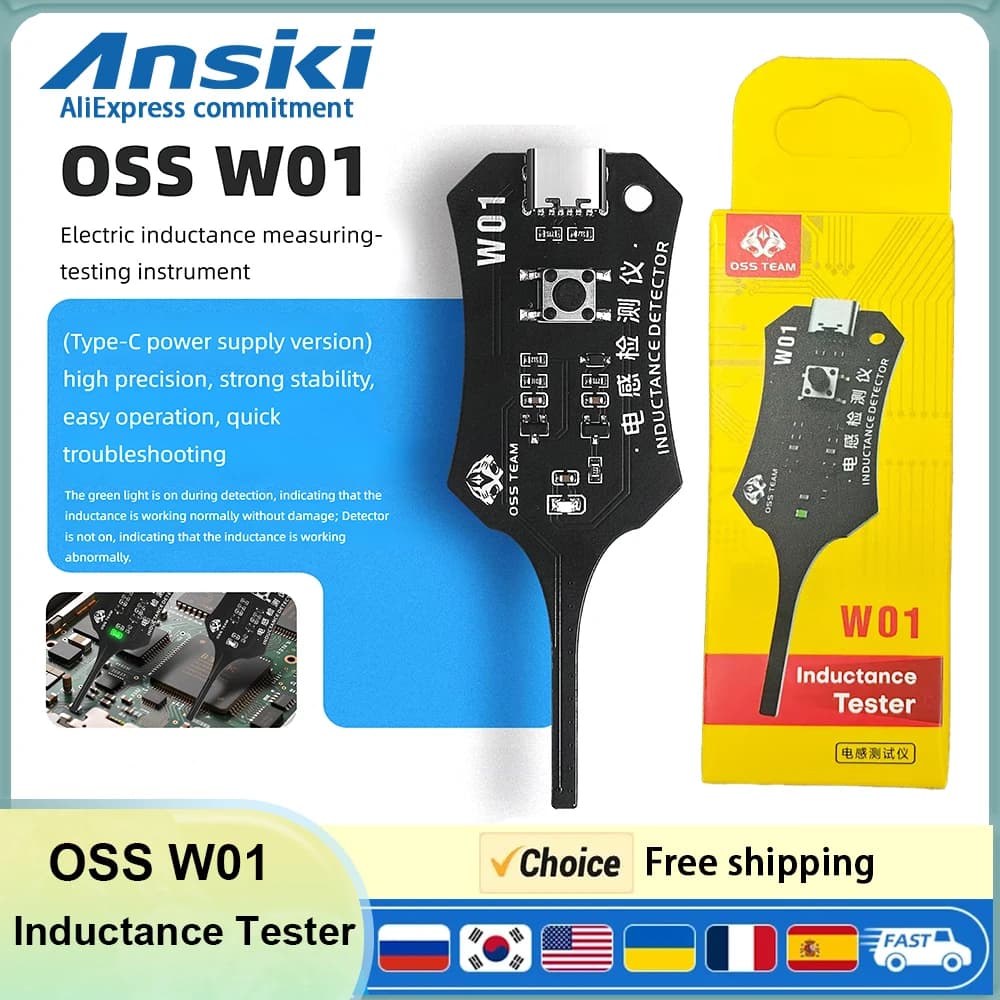 OSS W01 Type-C Inductance Tester Motherboard Coil Tester for Mobile Phone Component Fault Detection and Diagnosis Repair
