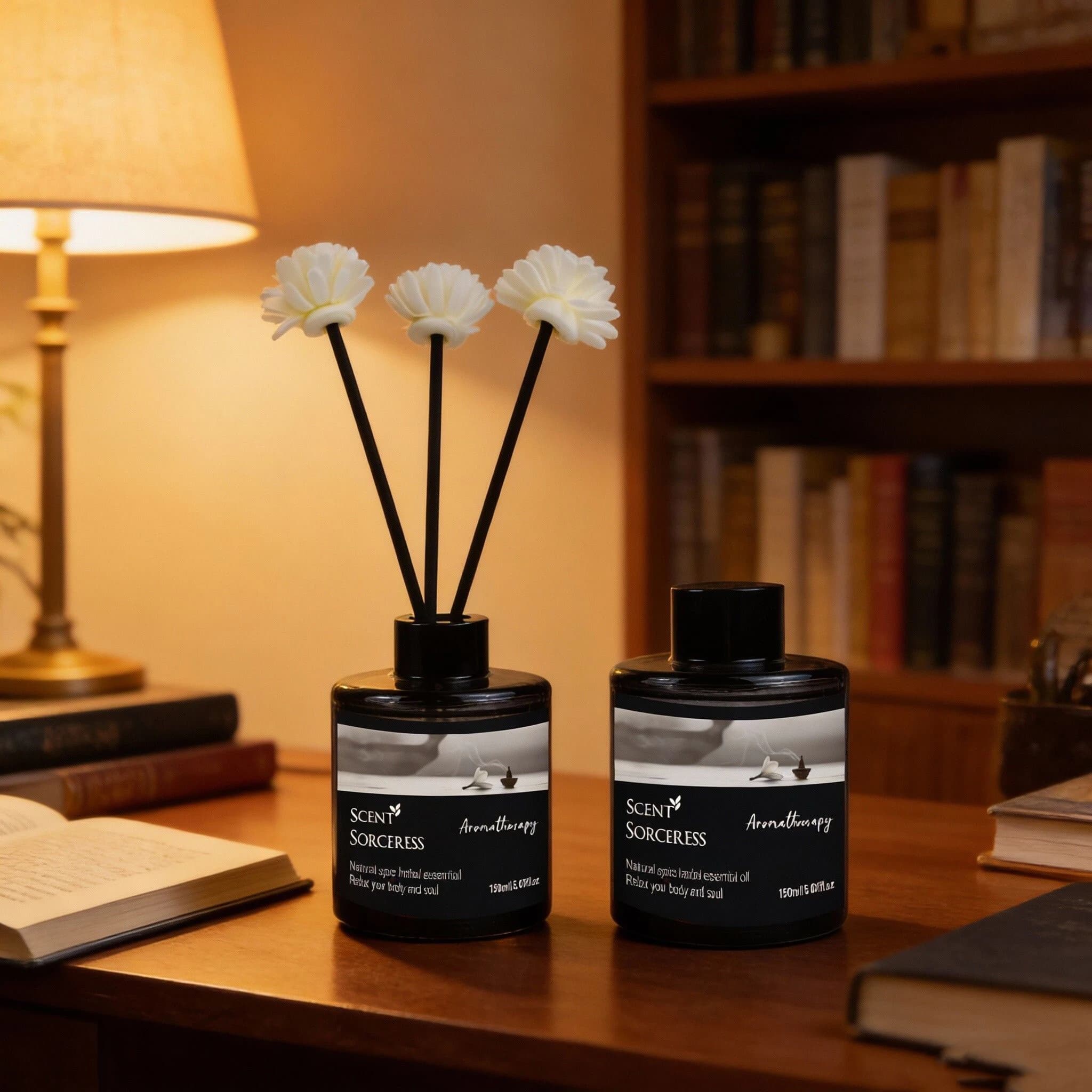 Fragrance Diffuser Set with Rattan Sticks 150ml, Gelsomino and Vanilla Perfume, Environmental Deodorant, Essential Oil for Aromatherapy