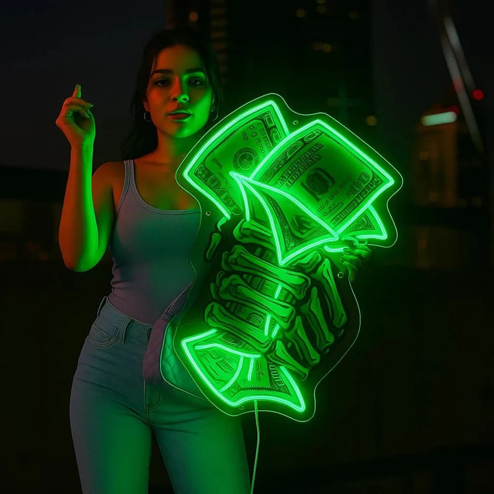 Prendi il mio denaro Insegna al neon LED Opere d'arte acriliche Soggiorno Camera da letto Arte della parete Decorazioni per la casa Insegna luminosa Decorazione del bar di casa Luce al neon