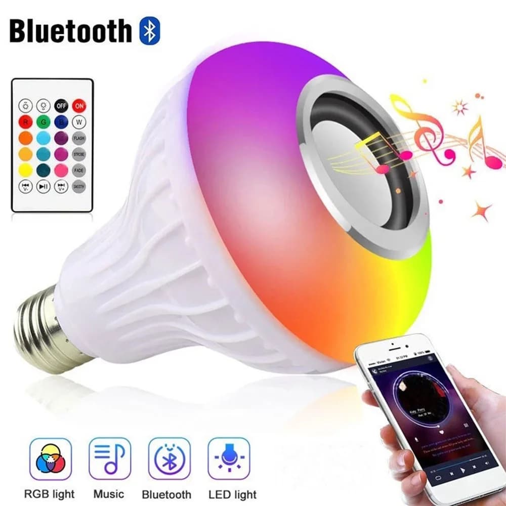 Lampadina LED per musica Bluetooth RGBW Lampadina musicale Bluetooth intelligente E27 APP wireless con altoparlanti per lampada da palco musicale con telecomando