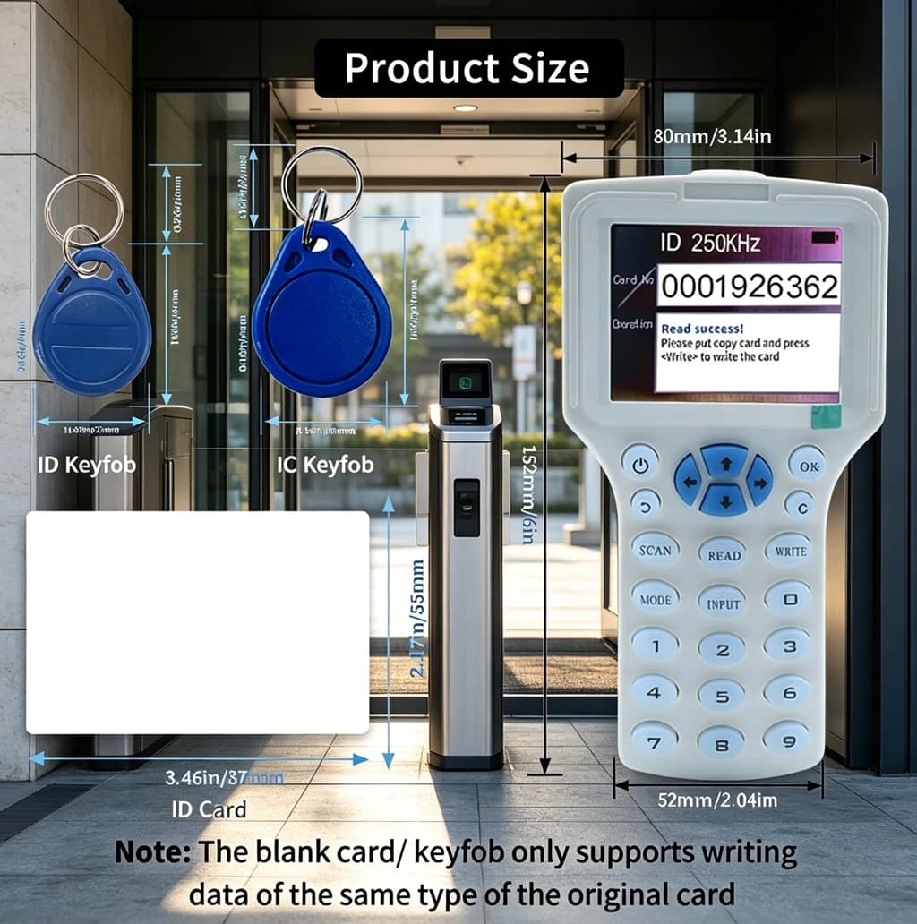 English 10 IC/ID Frequency RFID Access Control Tag Reader NFC Encryption Card Writer UID Chip Duplicator Smart Key Copier