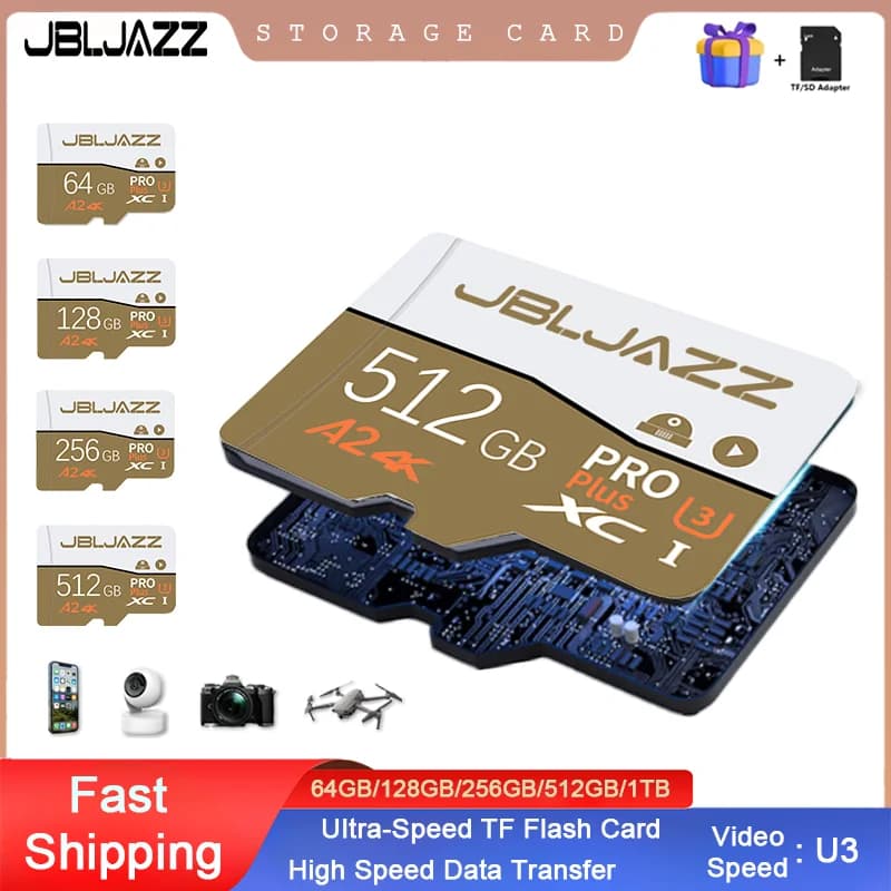 High Speed SD Card 512GB U3 128GB 256GB 64GB Class 10 TF Memory Flash Storage for Cameras 4K Ultra-HD Video
