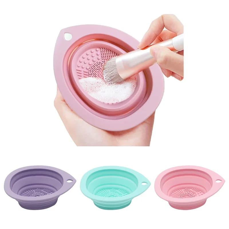 Silicone Foldable Makeup Brush Cleaner, Brush Washing Bowl, Cosmetic Brush Cleaning Tool