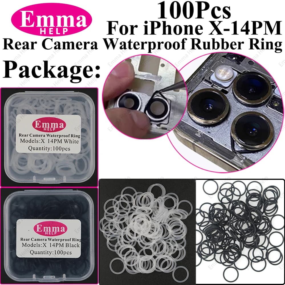 100 pz Impermeabile Obiettivo Della Fotocamera Posteriore Cerchio Anello di Gomma per iPhone 11 12 13 14 Pro Max X XS Guarnizione Big Hold PartsSeal Big Hold Parti