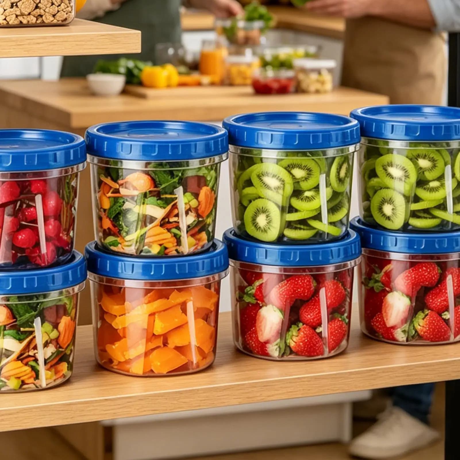 Contenitori per Congelatore 16oz, Set da 6 Pezzi Impilabili, Scatole per Preparazione Pasti con Coperchi, Contenitori per Conservazione Alimenti nel Frigorifero e Cucina