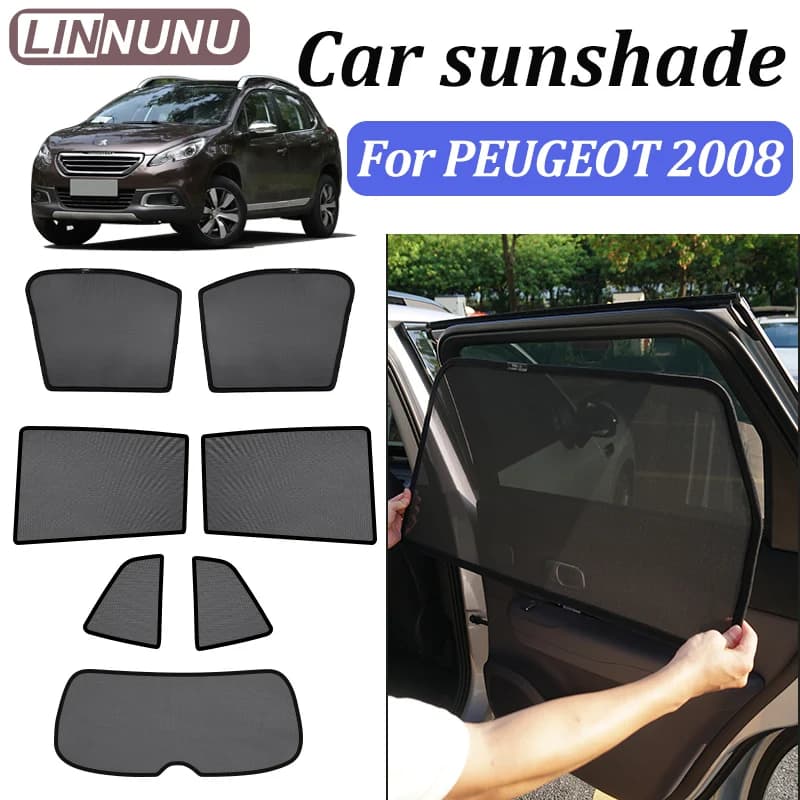 LINNUNU Per peugeot 2008 2013-2018 Magenetic Auto Parasole maglia Parabrezza Tenda Finestra Laterale estate Protezione UV accessori