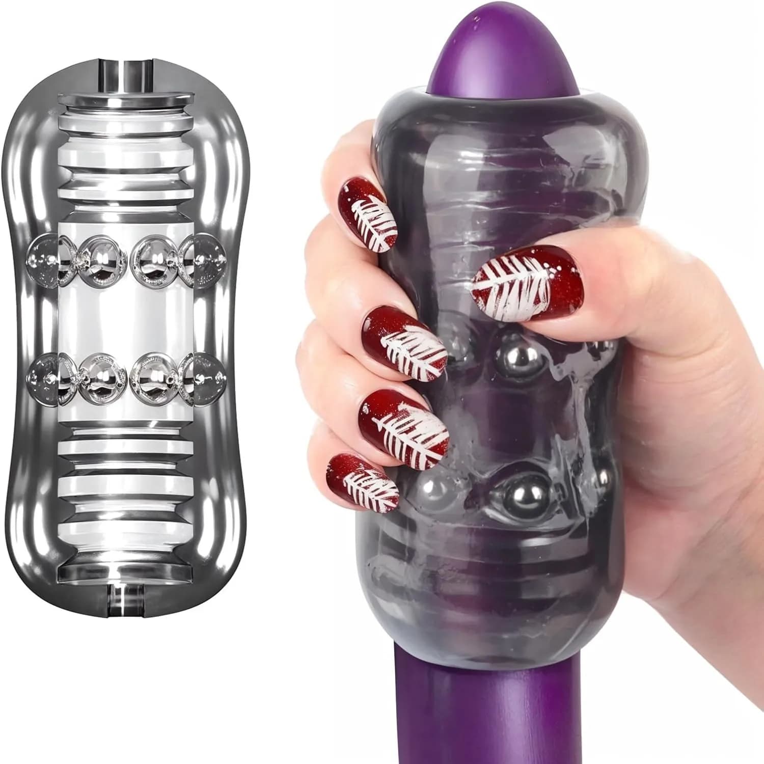 Manual Male Masturbators 12 Extruded Beads Transparent Soft Sucking Extrusion Penis Sleeve Blowjob Vagina Textured Pocket