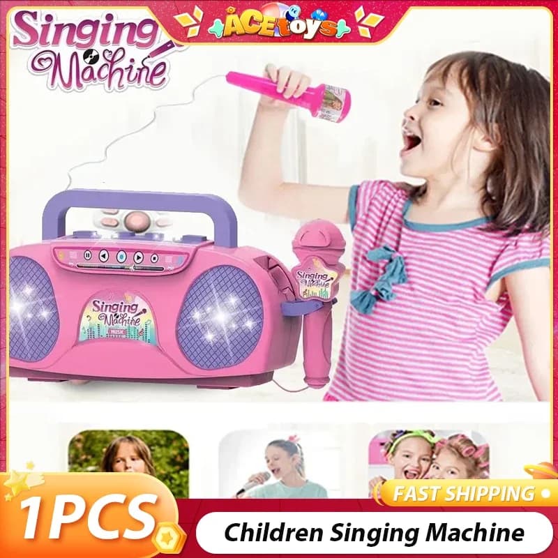 Kid Singing Machine Portable Early Education With Light High Sound Quality Karaoke Microphone Music Instrument Toys For Kid