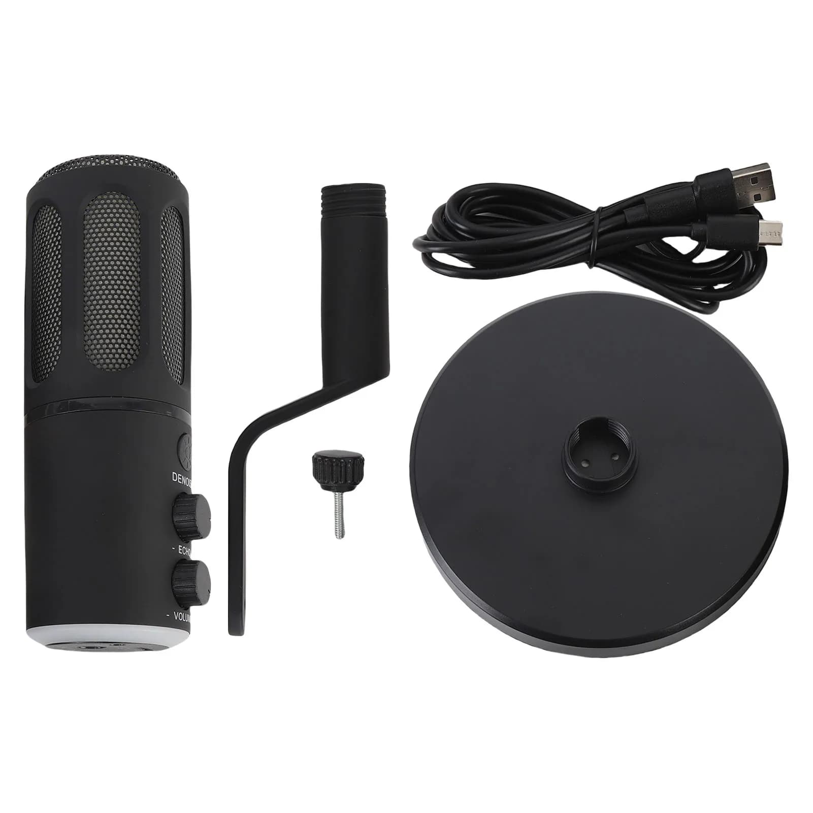 Dynamic Microphone with Noise Reduction, Cardioid Pattern, Support, USB XLR Interface for Live Streaming