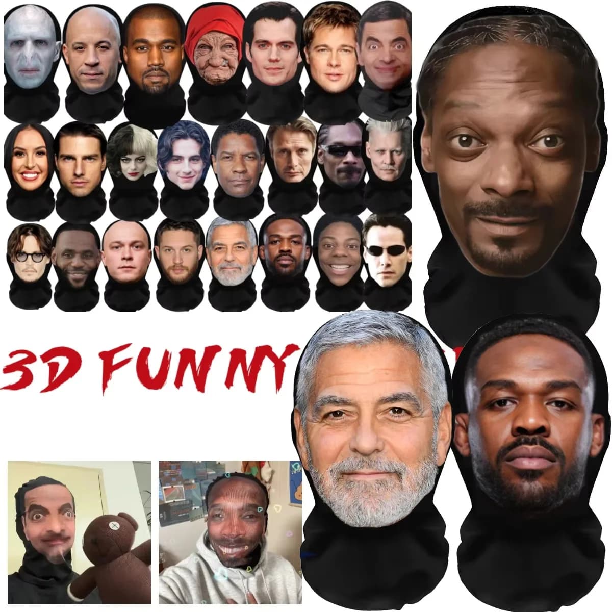 Realistic 3D Mask for Cosplay, Full Face Cover for Men and Women, Clothing Accessories, Halloween Mask, Network Cover
