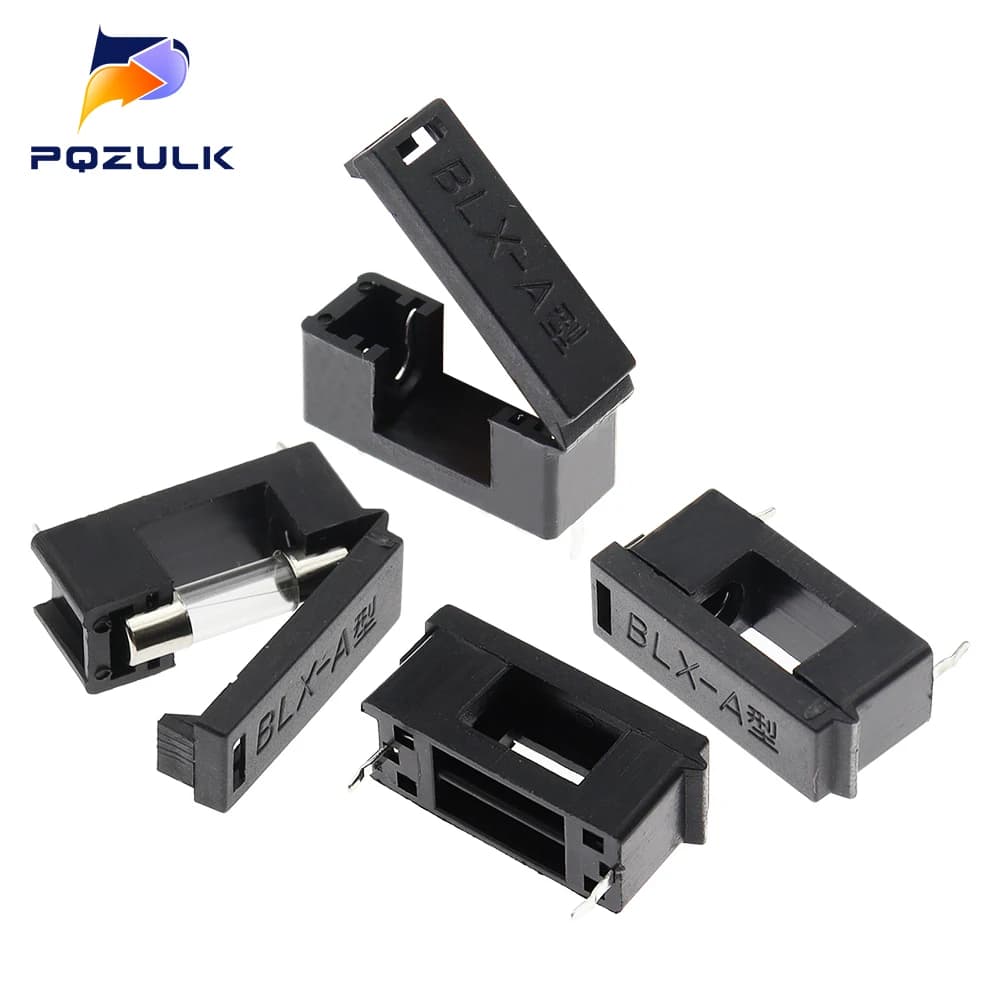Portafusibili da 10 pezzi 5x20mm con telaio di copertura/montaggio da pannello BLX-A nero per scheda PCB S08 nave di goccia