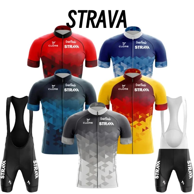 2024 Strava Cycling Set Men's Cycling Knits Short Sleeve Cycling Clothing Kit for Cycling Mtb Bike Wear Triathlon Maillot Cycling