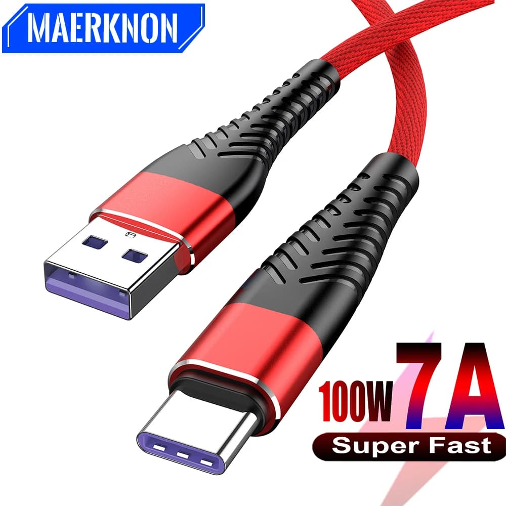 Cavo dati da USB a tipo C 7A da 100 W Cavo di ricarica super veloce per telefono cellulare per Xiaomi Samsung Huawei P60 Honor 0,25 M/1 M/2 M/3 M