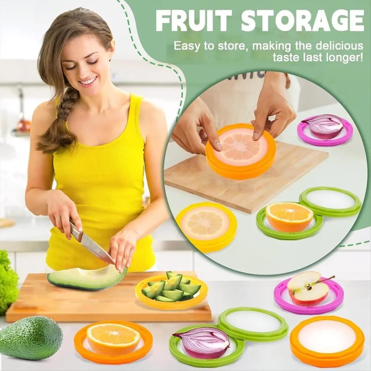 *ESTR Contenitori per la conservazione della frutta in silicone da 4 pezzi, scatola riutilizzabile per la conservazione di frutta e verdura per risparmiatori di alimenti freschi