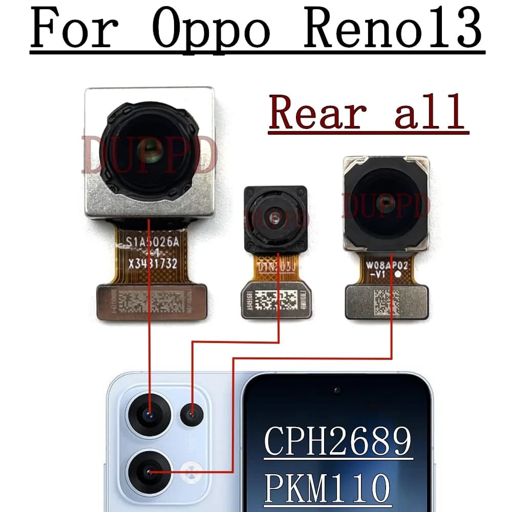 Fotocamera Anteriore e Posteriore per OPPO Reno13 Reno 13 CPH2689 PKM110, Cavo Flessibile per Fotocamera Frontale Selfie e Principale Posteriore