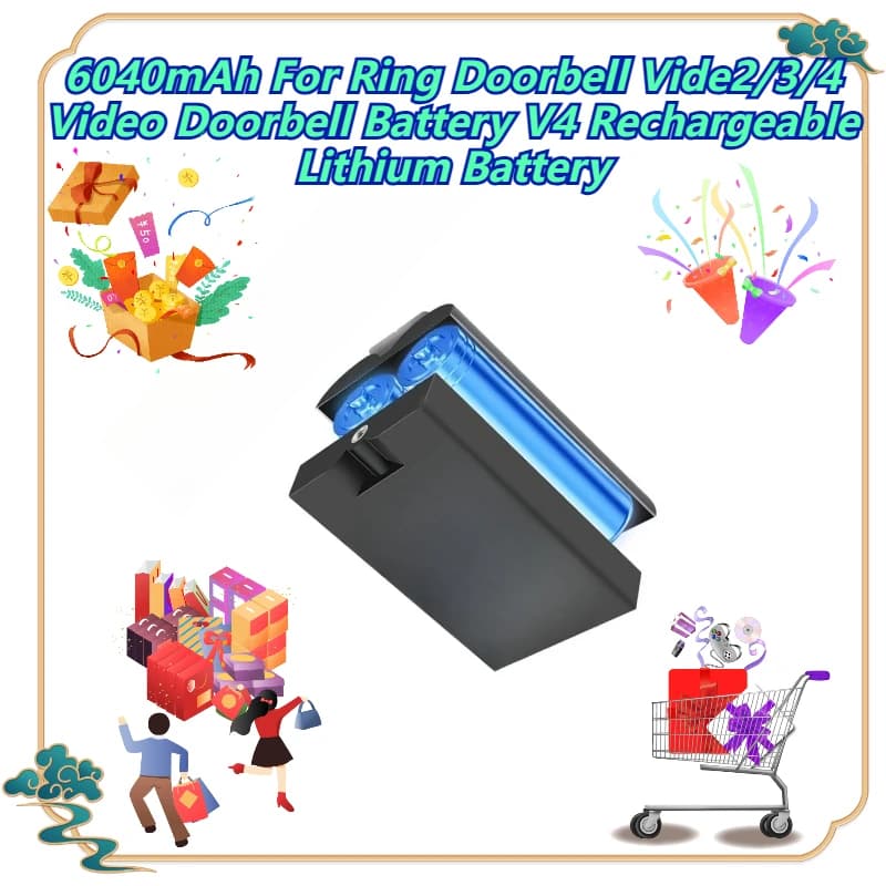 6040mAh per campanello ad anello Vide2/3/4 Batteria per campanello video Batteria al litio ricaricabile V4