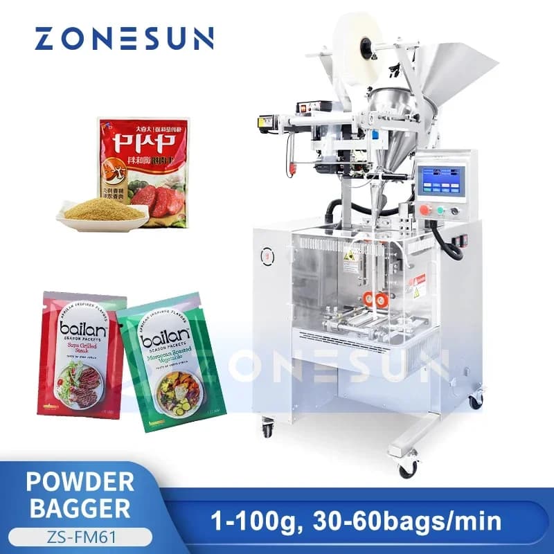 ZONESUN ZS-FM61 Small Powder Bag Packing Machine Automatic Protein Coffee Milk Tea Powder Chili Spice Sachet Packaging Equipment
