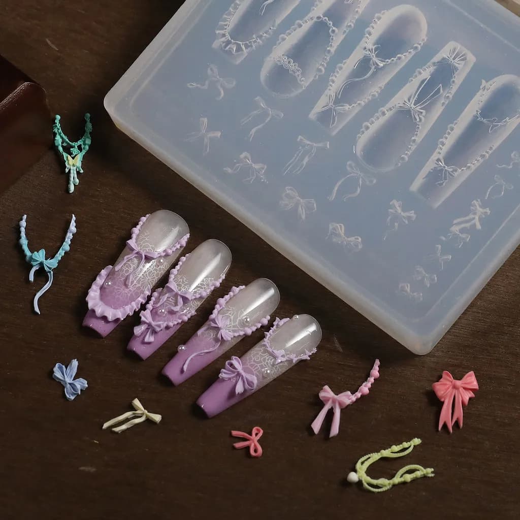 Nail Art 3D Stampo in silicone morbido Strumento per intaglio Arco Nail Art Goffratura Colla Design fai da te Modello per manicure Nail Art Stencil Tools