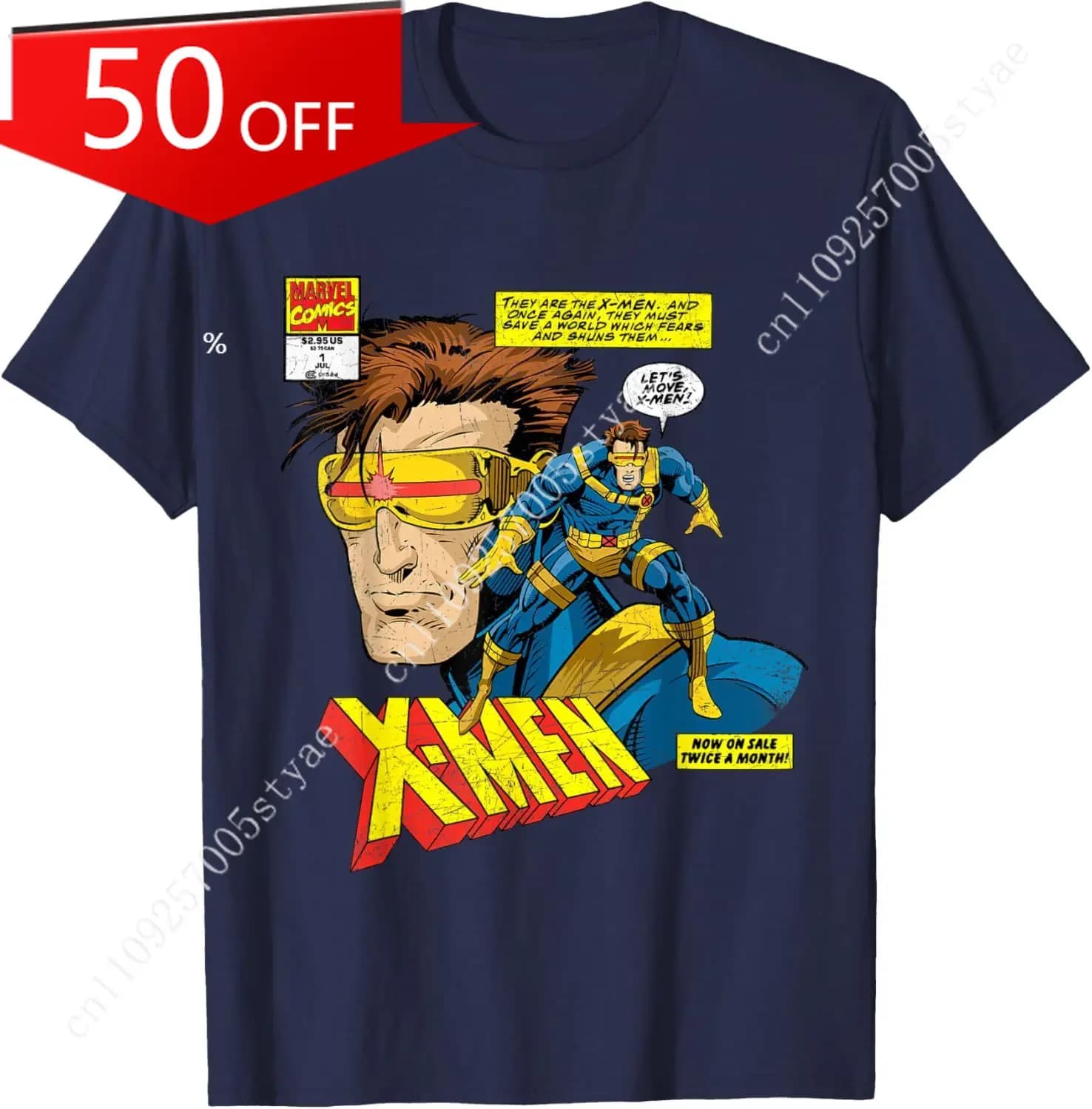 T-shirt Marvel X-Men Cyclops Mutant Distressed Comic Art