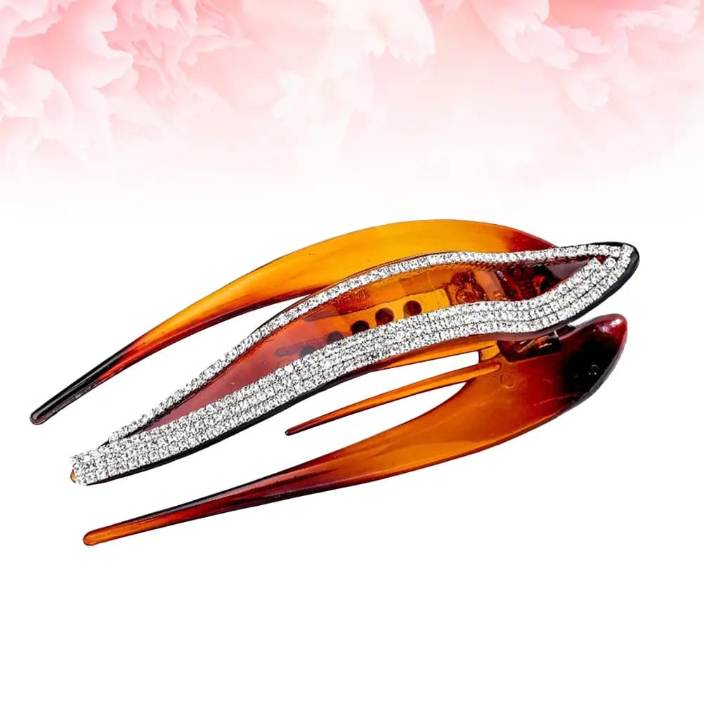 1Pcs Duck Clip Rhinestone Decorated Brown Hairpin Elegant Simple Hair Accessory for Women Travel Party Festival Headwear Women