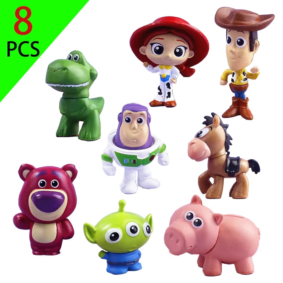 8 pezzi Toy Story 4 personaggi Woody Buzz Lightyear Q versione Action Doll giocattolo per bambini Mini figurine compleanno decorazione anime regalo