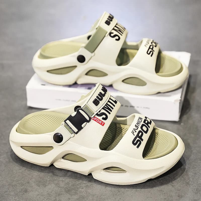 Men's Summer Outdoor Sports Sandals Anti-Slip Driving Thick Bottom Beach Slippers Breathable Slip-On EVA Comfortable Footwear