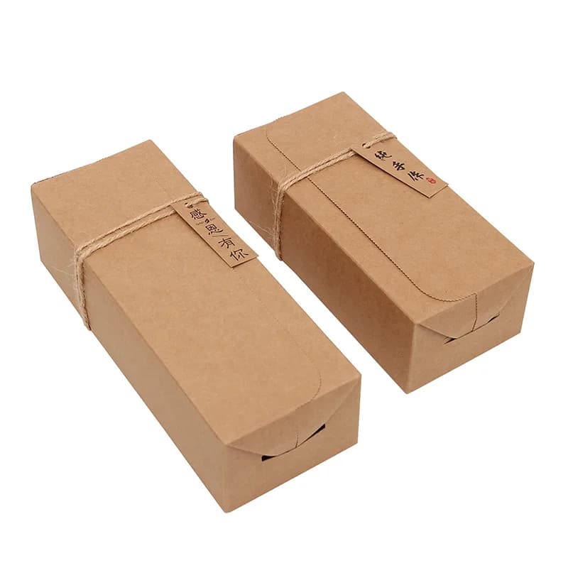 Kraft Paper Gift Box Rectangular Paper Packaging Box For Tea Dried Fruit Nut Pastry Nougat Candy Snack Handmade Baking Storage