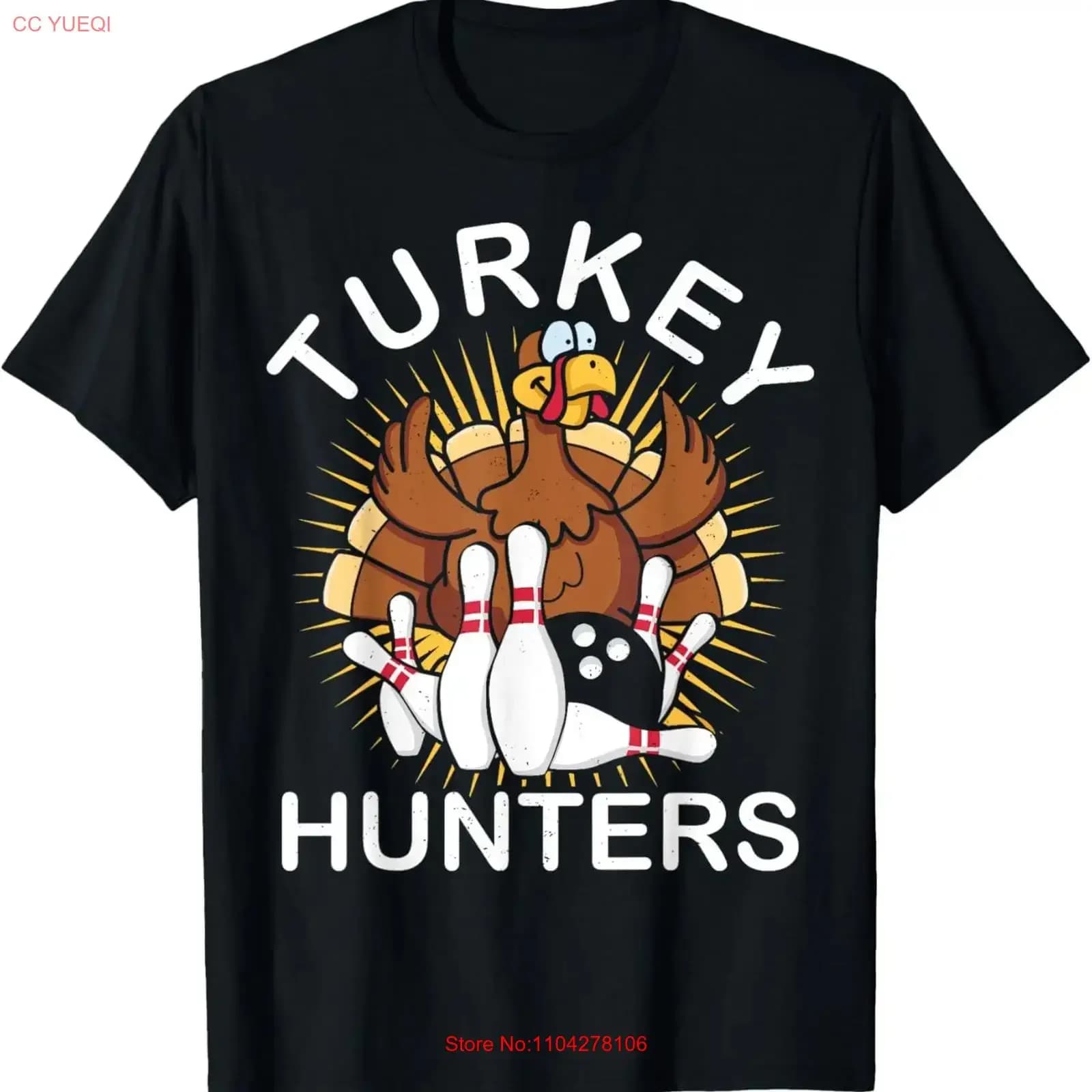 T-shirt vintage Love Bowling Turkey Hunters Fan Design, lavata, per tutti i giorni, con grafica elasticizzata, casual, leggermente versatile