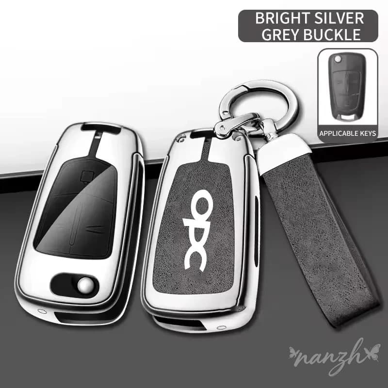 Per Opel Astra J H Corsa Insignia Mokka Zafira Meriva OPC, custodia per chiavi auto in lega di zinco + pelle, portachiavi accessorio