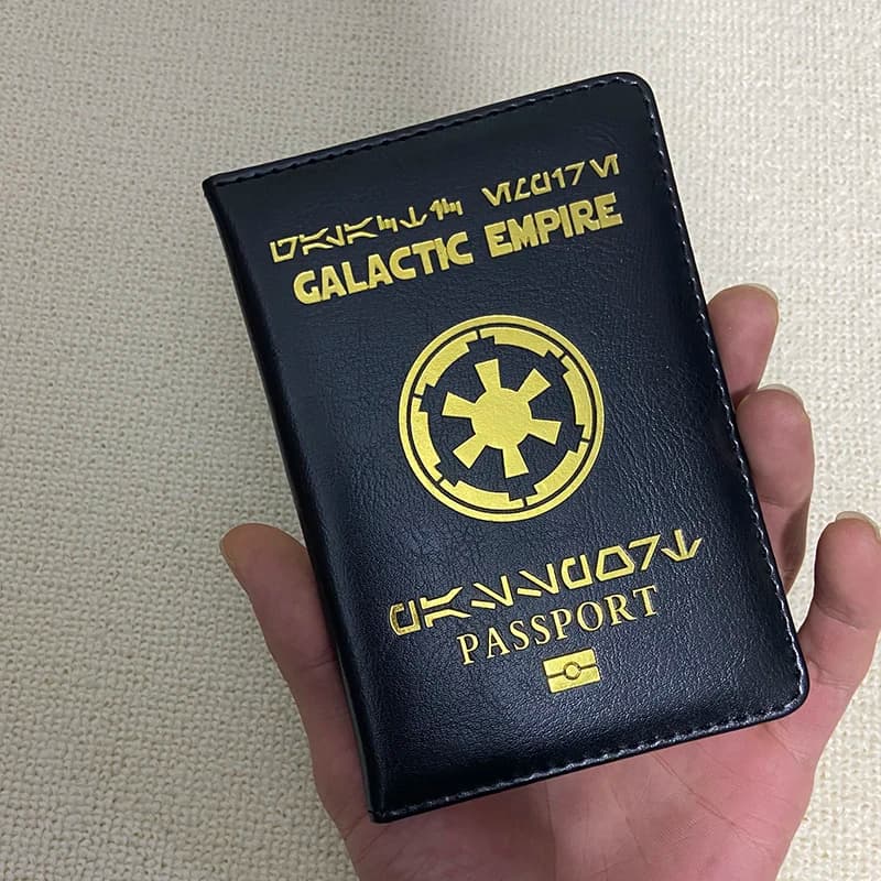 Nuovo logo Galactic Empire Copertina per passaporto Copertine in pelle nera per passaporti Portafoglio da viaggio Organizzatore di documenti Porta passaporto