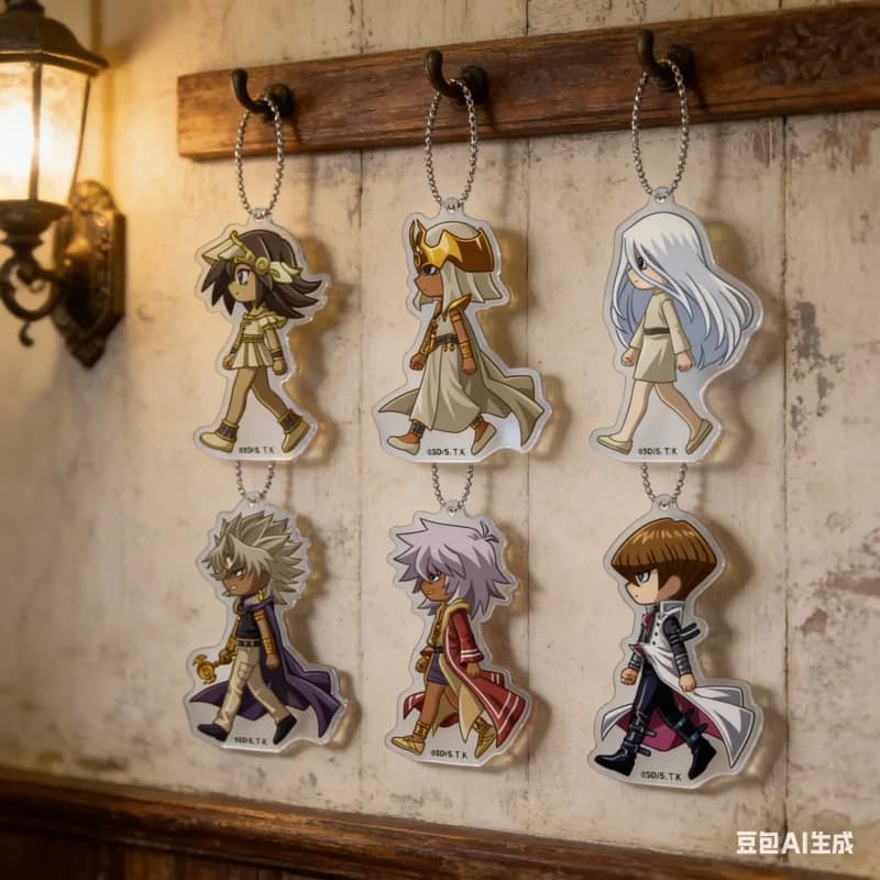6CM Anime Yu-Gi-Oh! Acrylic Keychain Pendant Bag Car Mana Kisara Mahad Katsuya Collecting Accessories Cosplay Toy Gift Jewelry