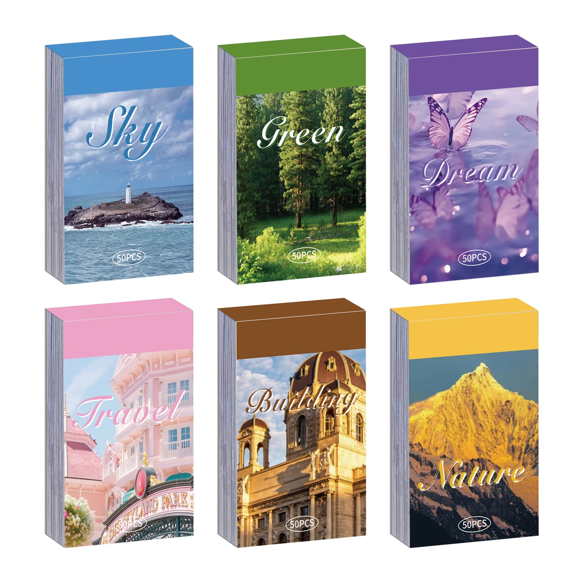 6 Sets 300 Sheets Washi Stickers for Journaling, Nature Travel Dream Vintage Aesthetic Scrapbook Sticker Set for Bullet
