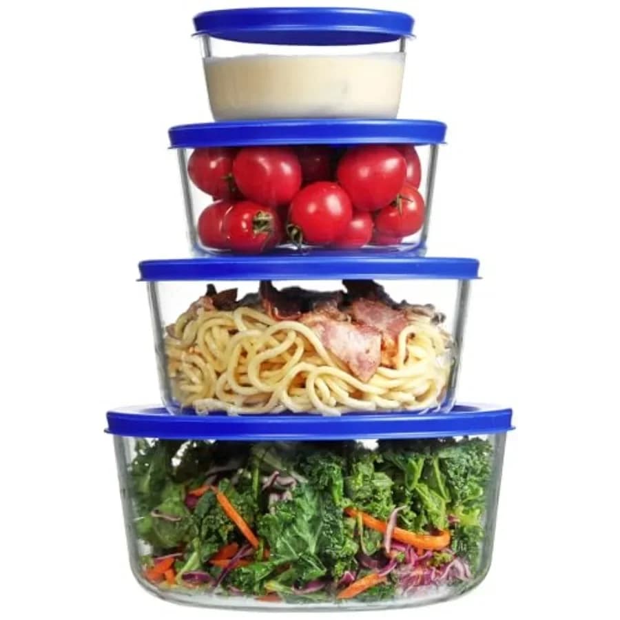 4 Pack Glass Bowls with Lids 1, 2, 4, 7 Cup,Food Storage Containers, Meal Prep and Leftovers Keeper, Lunch Container, Microwave