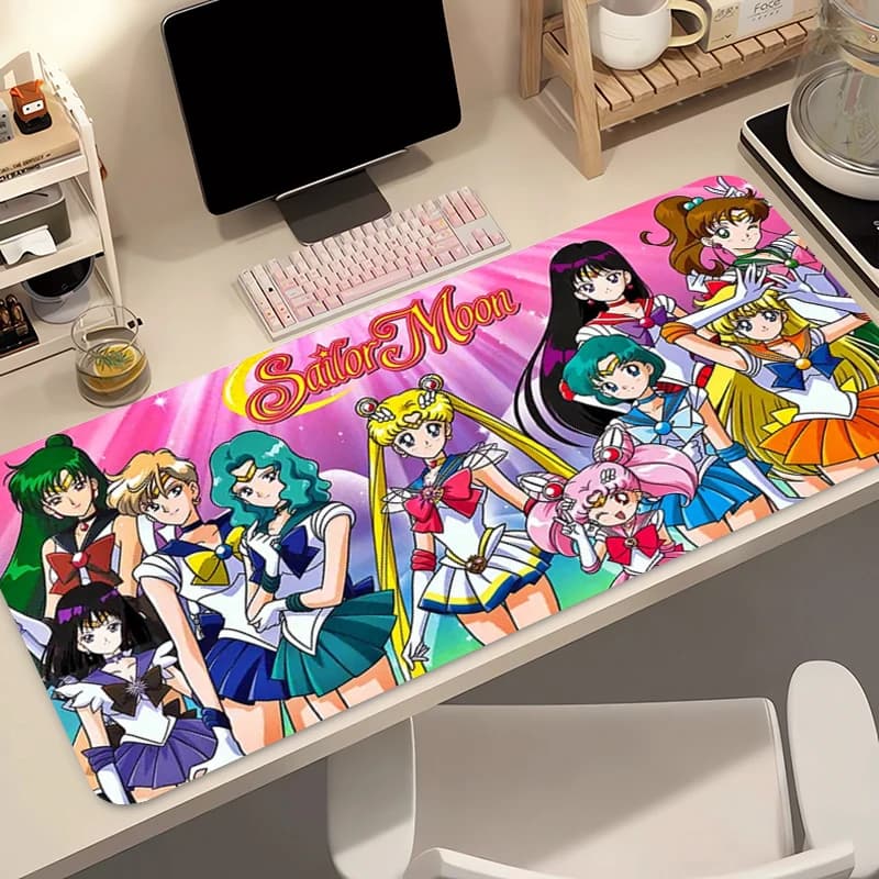 Tappetino per mouse S-Sailor Moonss, tappetino da scrivania grande per tastiera e notebook, accessori da gioco Magical Girl, tappetino per mouse, decorazione estetica per scrivania